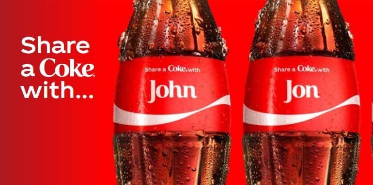 Propaganda Share a Coke da Coca-Cola