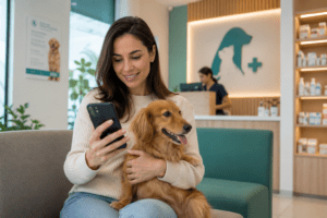 tutora pesquisando serviços veterinários online