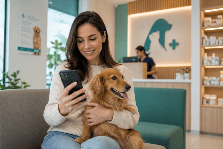tutora pesquisando serviços veterinários online